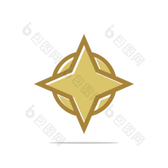 <strong>指南针</strong>玫瑰黄金明星标志模板插图设计向量每股收益
