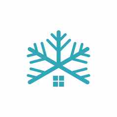 雪花房子暖通空调安装标志模板插图设计向量每股收益