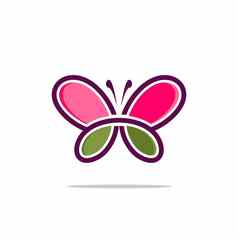 蝴蝶色彩斑斓的观赏标志模板插图设计向量每股收益
