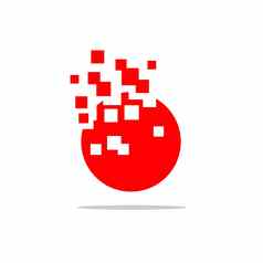 红色的圆像素传播标志模板插图设计向量每股收益