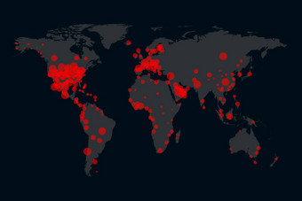 冠状病毒科维德传播黑色的世界地图确认情况下