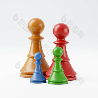 色彩斑斓的木棋子家庭概念