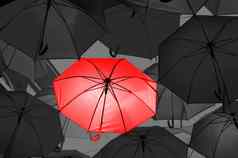 红色的伞黑色的白色雨伞