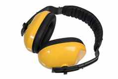黄色的噪音减少耳朵孤立的白色背景