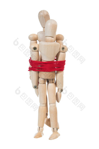 木娃娃夫妇情人红色的刺痛孤立的白色背气