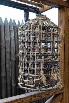 设计师鸟笼子里使风格铁笼子里装饰绳子