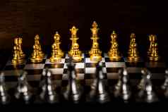 黄金国际象棋块棋盘业务策略概念