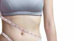 女人测量腰磁带测量