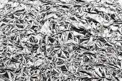 纹理皱巴巴的铝厨房箔银摘要背景设计