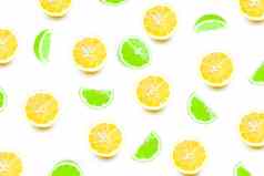 柠檬让人耳目一新黄色的绿色白色背景