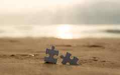 拼图海滩沙子匹配谜题块