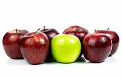 新鲜的苹果绿色红色的水果白色背景