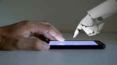 人类手机器人手人工情报技术触摸屏幕智能手机