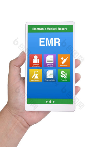 手持有智能手机显示电子医疗记录菜单