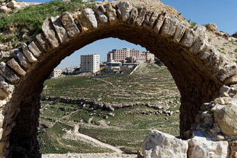 摩天大楼郊区卡鲁纳约旦拍摄墙拱墙十字军战士城堡