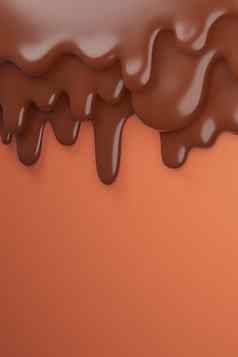 融化了牛奶棕色（的）巧克力流模型插图