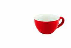 红色的杯咖啡孤立的白色背景