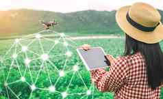 平板电脑手农民技术drones控制农业产品