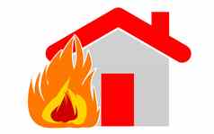 火保险概念燃烧房子