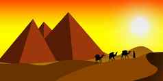 金字塔骆驼走沙漠