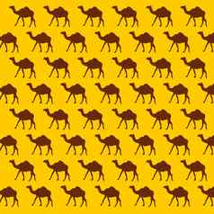 无缝的骆驼模式黄色的背景