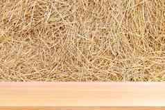 木板材稻草空木表格地板稻草有干背景木表格董事会空前面稻草墙背景木板材空白稻草黄色的棕色（的）颜色