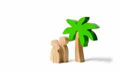 木棕榈树家庭孤立的背景家庭假期孩子们旅游邮轮温暖的国家发展旅游热带岛概念上的休闲假期