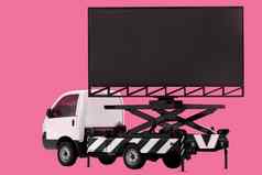 广告牌车领导面板标志广告孤立的背景粉红色的
