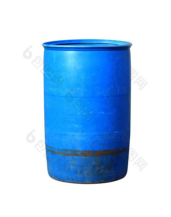 蓝色的塑料桶浪费塑料桶水塑料浪费本孤立的白色背景