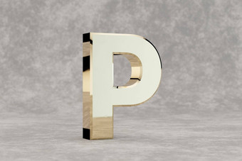 黄金信大写字母光滑的金信混凝土背景呈现字体。字符