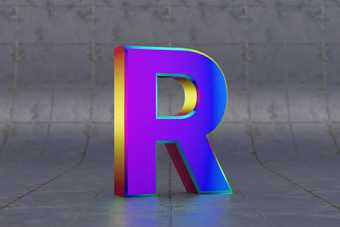 多色信大写字母光滑的彩虹色的信瓷砖背景呈现字体。字符