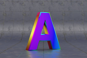多色信大写字母光滑的彩虹色的信瓷砖背景呈现字体。字符