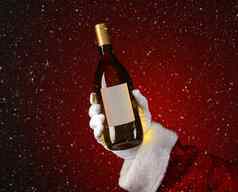圣诞老人持有夏敦埃酒酒瓶雪效果
