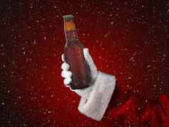 圣诞老人持有瓶啤酒雪效果