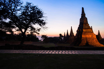 晚上视图景观历史公园寺庙