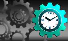 时钟齿轮标志生产力概念