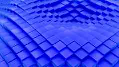 简约波模式使多维数据集摘要蓝色的立方挥舞着表面未来主义的背景渲染插图