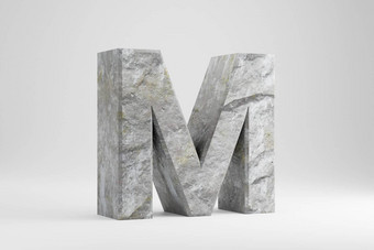 石头信大写字母岩石变形信孤立的白色背景渲染