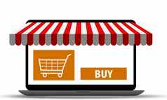 移动PC购买购物在线电子商务商店概念