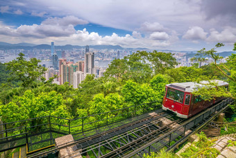 维多利亚峰有轨电车在<strong>香港香港城市</strong>天际线中国