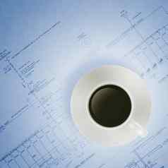 咖啡杯工程师蓝色的打印