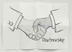 手画握手标志伙伴关系业务概念