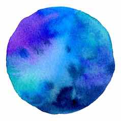 蓝色的摘要水彩手绘画圆形状文本消息背景色彩斑斓的溅纸
