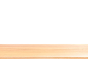 木地板白色背景木表格董事会空前面孤立的白色背景木板材空白白色背景的角度来看棕色（的）木表格模拟显示产品