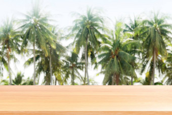 木板材椰子树行背景模糊空木表格地板椰子<strong>树图片</strong>模糊木表格董事会空前面背景椰子种植园自然模拟显示产品