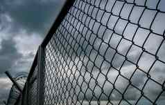 军事区网栅栏监狱安全栅栏视图