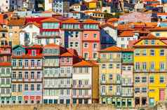 历史房子港口行色彩斑斓的建筑传统的建筑风格葡萄牙
