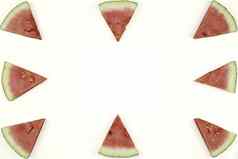 三角孤立的片西瓜形成几何游戏复制空间白色背景