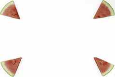 三角孤立的片西瓜形成几何游戏复制空间白色背景