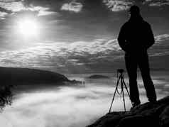 摄影师悬崖自然摄影师需要照片镜子相机峰岩石
